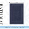 Luxury Bath Mat Floor Towel Set 2 Pack Absorbent Cotton Hotel Spa Shower Bathtub Mats 22 x34 in Navy Blue